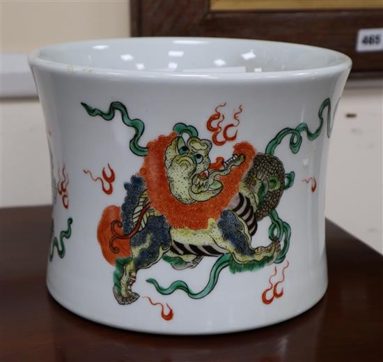 A Chinese dragon brush pot, Kangxi mark, diameter 21cm